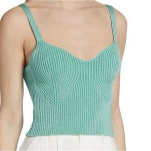 Vince Ribbed Sweetheart Crop Tank